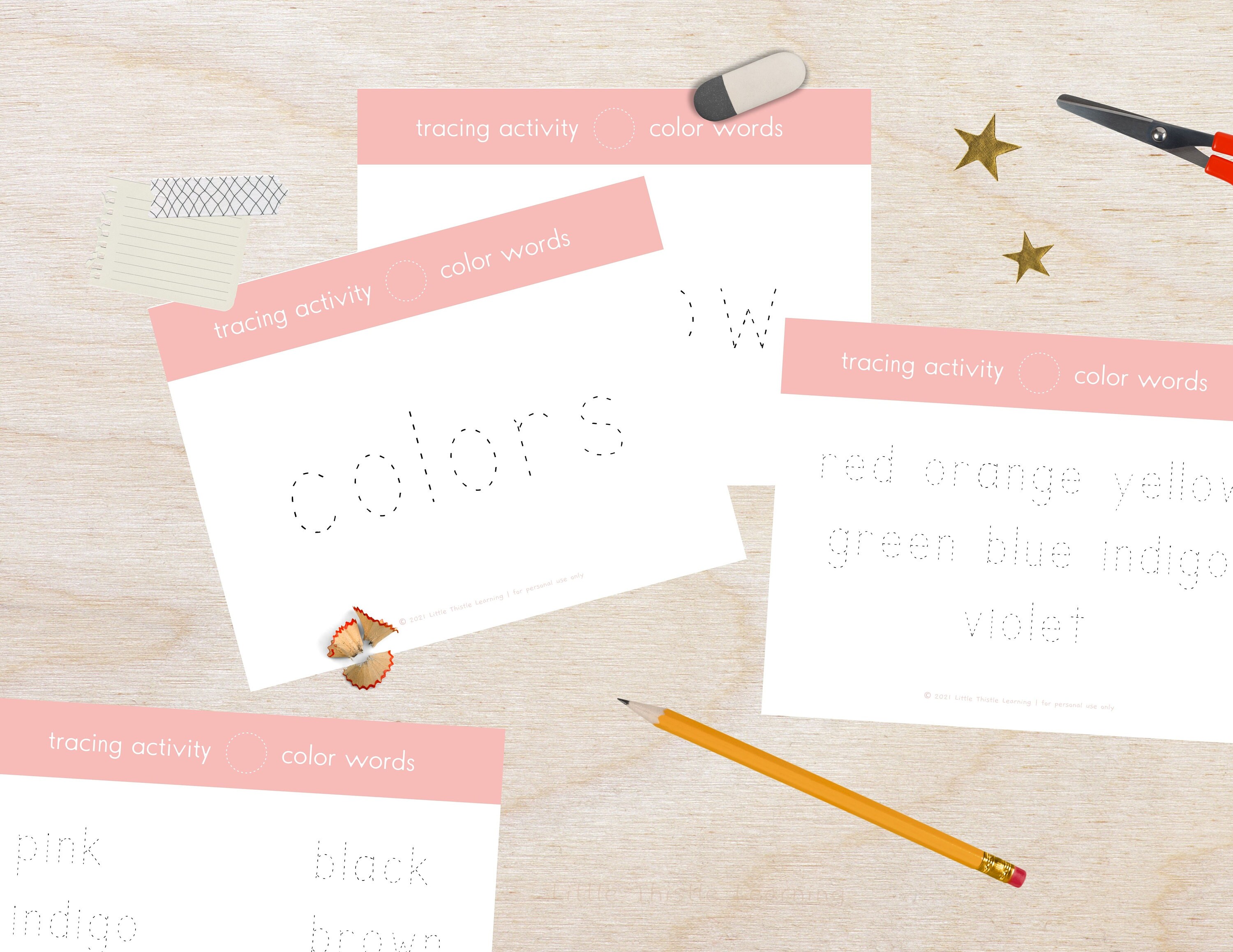 Color Words Tracing Activity Printable Activity Book 20 | Etsy