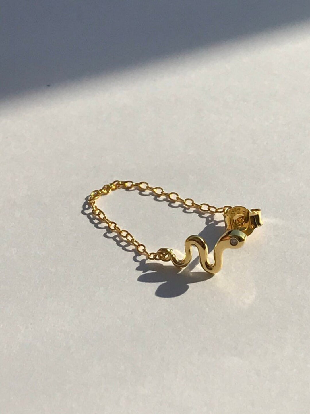 Snake Chain Earring Silver Gold Fine Snake Chain Earring Etsy