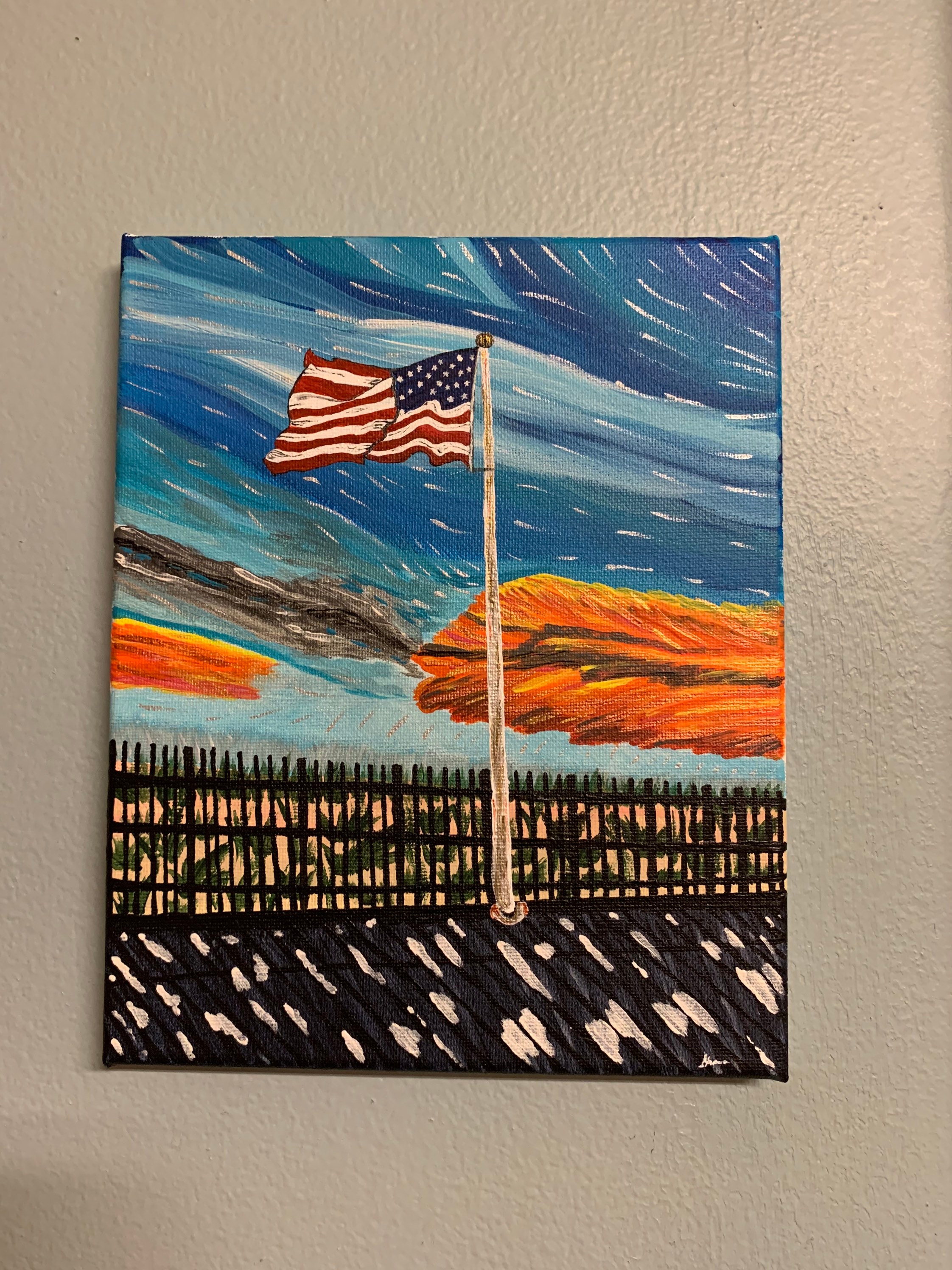 Original Painting Flag Painting Acrylic Painting 8x10 Etsy