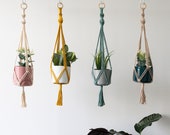 Chunky Knot Plant Hanger Small Macrame Hanging Planter Mini Plant Pot Holder Rustic Decor Indoor Plant Hanger Housewarming Gift