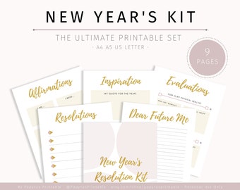 New Year’s Resolution Kit | New Year’s Journal | New Year’s Planner Printable | 2021 New Year Download | A4, A5, US Letter Size