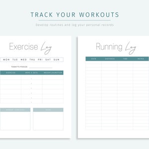 Fitness Planner Printable, Workout Planner, Exercise Tracker Digital ...