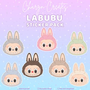 Monster/Bunny Sticker Pack-Cute Kawaii Die-Cut Stickers, Anime Style Characters, Colorful Vinyl Decals, Planner, Laptop & Scrapbooking Decor