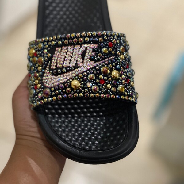 blush nike slides