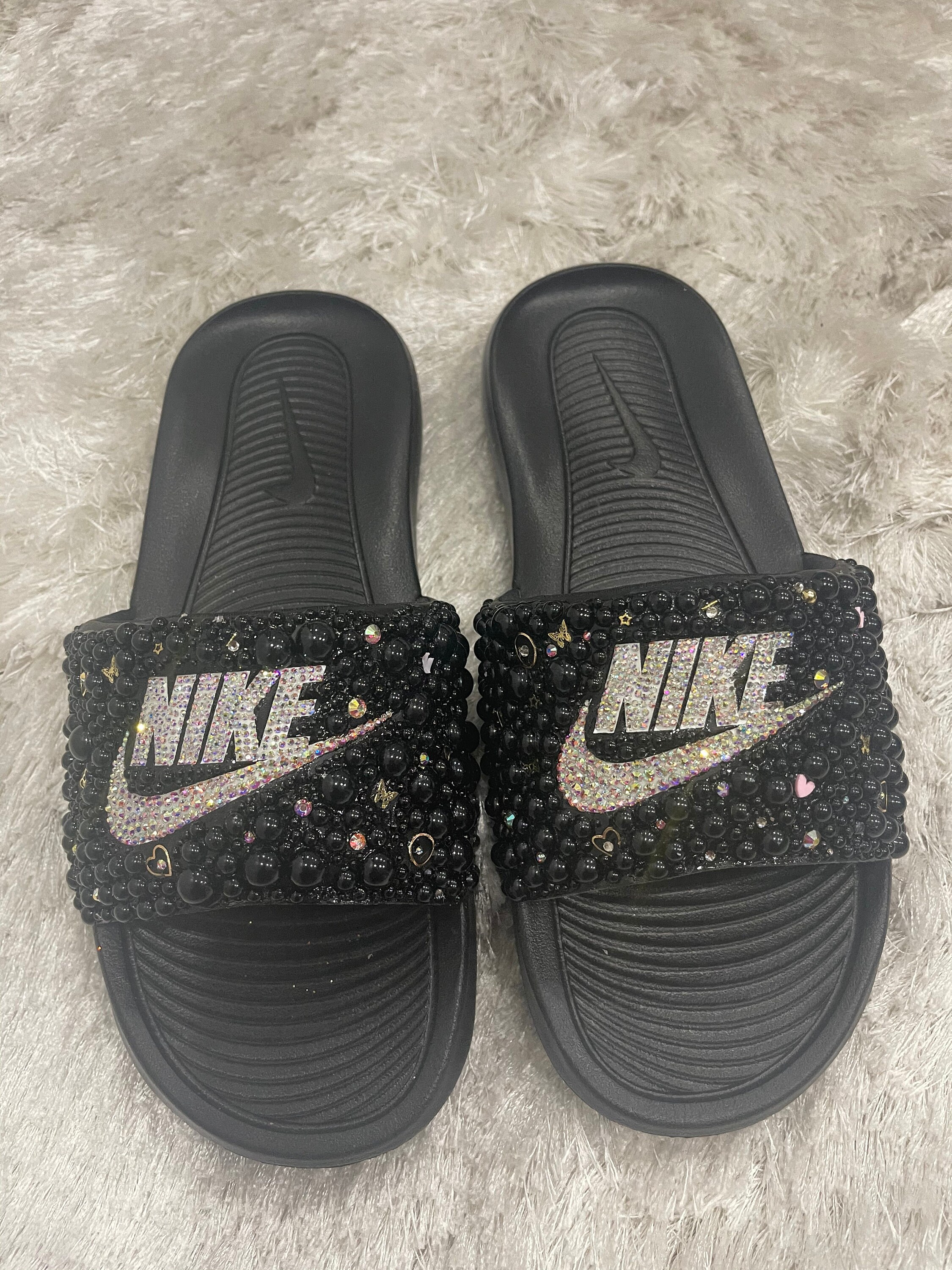 blinged out nike slides