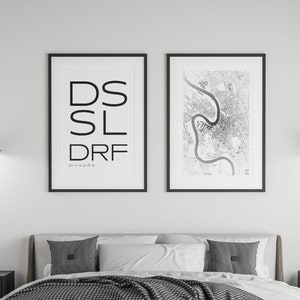 Juego de 2 carteles de la ciudad de Düsseldorf I mapa de la ciudad y letras I ¡nuevos y de alta calidad!