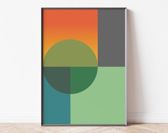 Poster Bauhaus Geometric - Modern Art Print - Boho Posters - Groovy Wall Art - Geometric Wall Accents - Bright Wall Art