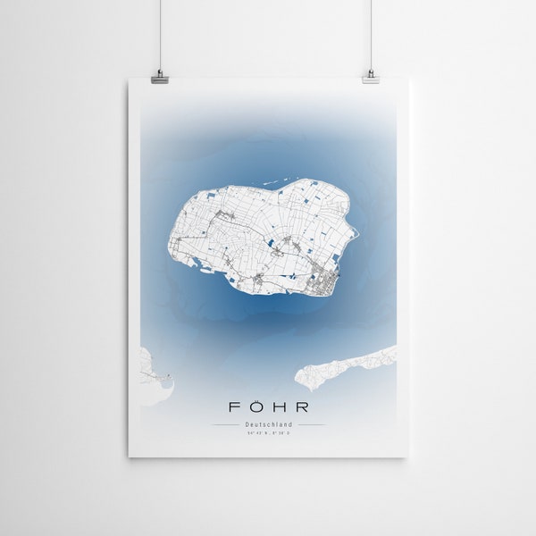 Föhr island poster/island map. Personalized poster I Quality print I All sizes available.