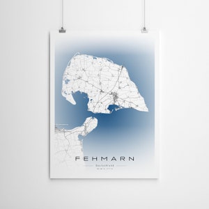 Póster/mapa de la isla de Fehmarn. Póster personalizado I Impresión de calidad I Todos los tamaños disponibles.