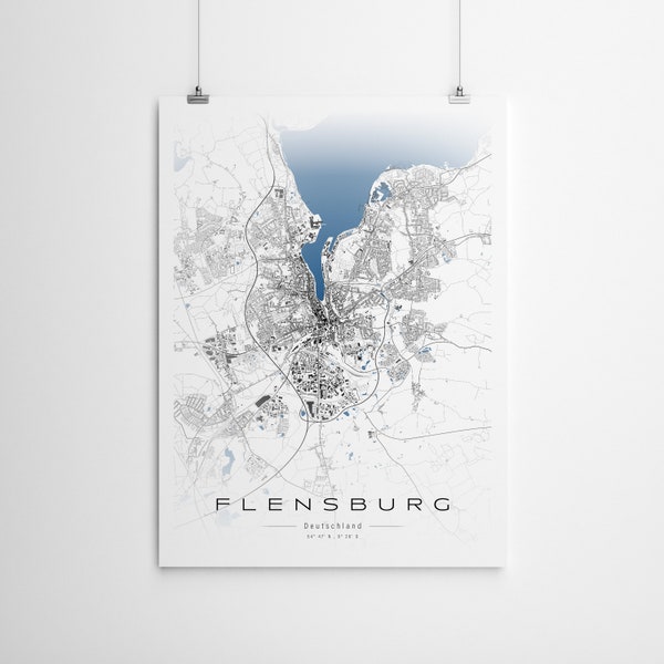 Stadtplan Flensburg. Personalisiertes Poster I Qualitätsdruck I Alle Größen verfügbar.