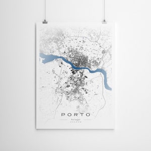 Mapa de la ciudad de Oporto. Póster personalizado I Impresión de calidad I Todos los tamaños disponibles.