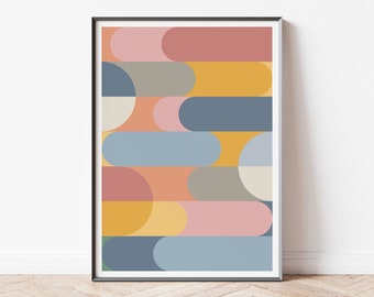 Poster Bauhaus Geometric - Modern Art Print - Poster contemporary - Groovy Wall Art - Geometric Wall Accents - Bright Wall Art