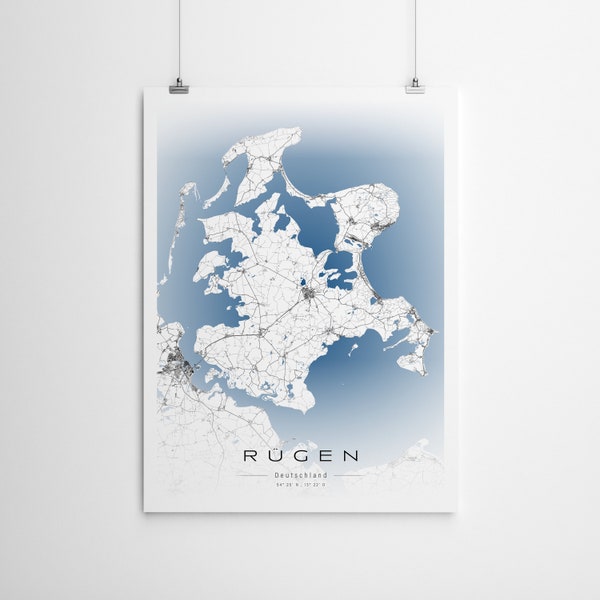 Rügen Inselposter/Inselplan. Personalisiertes Poster I Qualitätsdruck I Alle Größen verfügbar.