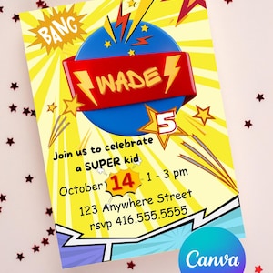 Superhero Themed Birthday Party Invitation