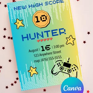 Video Game Themed Birthday Party Invitation