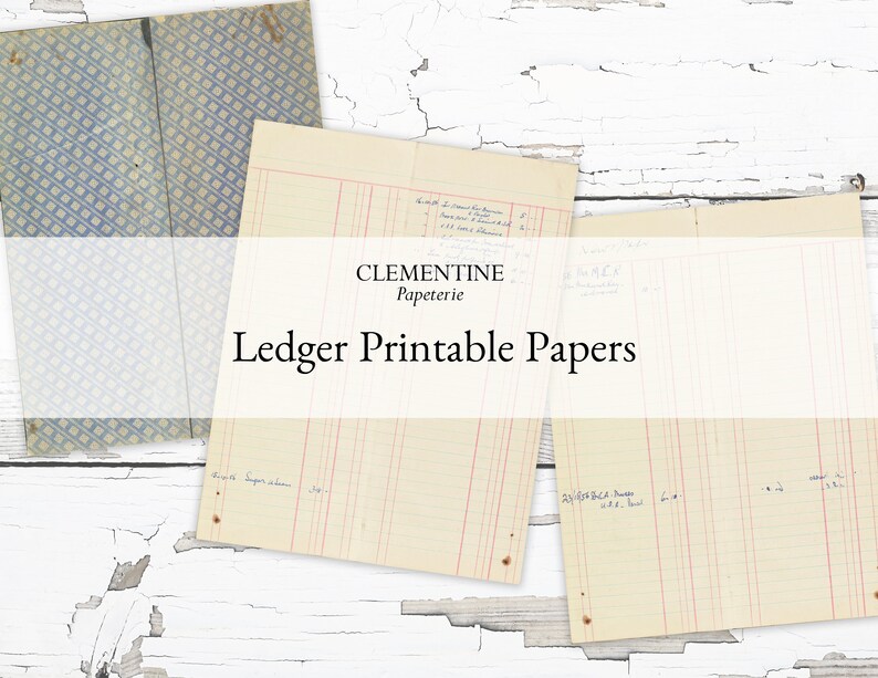 Ledger Printable Papers Digital Paper Scrapbooking and Junk Journal