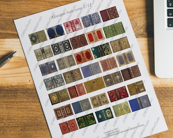 Downloadable Vintage 35 Book Covers Set. Antique printable covers. Dollhouse miniature cover book Download. 1:12