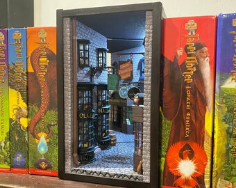 Estantería de rincón de libros Callejón mágico Calle en miniatura Decoración en miniatura entre libros