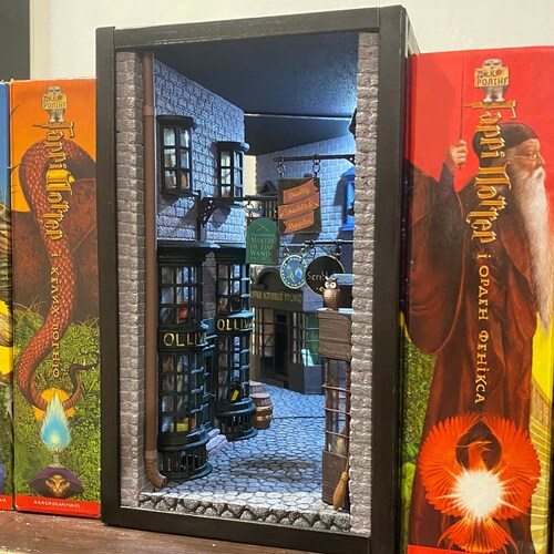 Book Nook Shelf Insert Alley Diagon Magic Alley Miniature Etsy