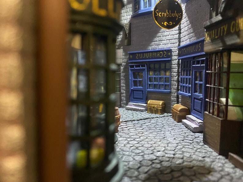Book Nook Shelf Insert Alley Diagon Magic Alley Miniature Etsy