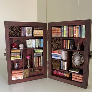 Miniature library with mini books Miniature Book Nook Room