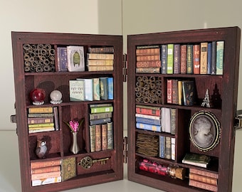 Miniature library with mini books Miniature Book Nook Room