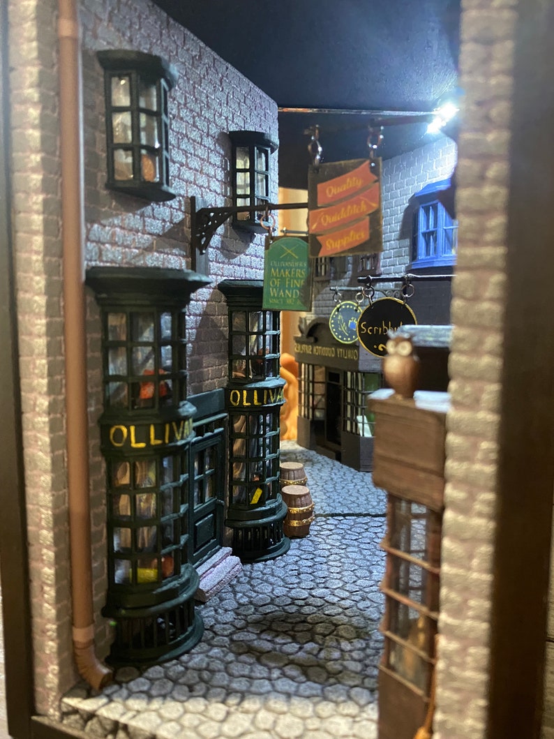 Book Nook Shelf Insert Alley Diagon Magic Alley Miniature Etsy