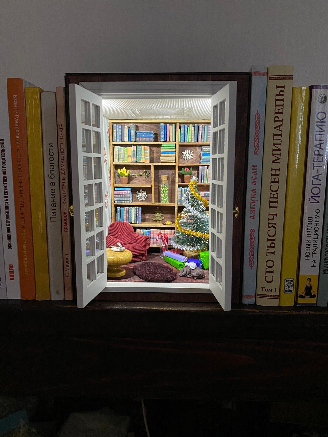 Christmas Book Nook Shelf Insert Miniature Room Book End Book Etsy
