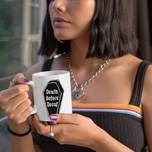 Death Before Decaf Coffin Mug Halloween Mug Goth Mug Spooky Mug  But First Coffee Horror Coffee Mug Best Friend Halloween Mug Halloween Mugs