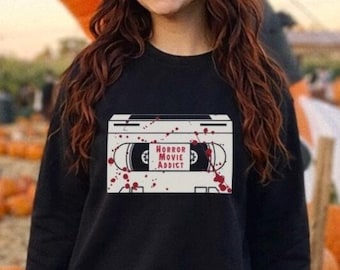 Horror Sweater Halloween Crewneck Spooky Sweater Alt Clothing Horror Movies Goth Clothes Horror Merch Horror Movie Gifts Gothic Hoodie