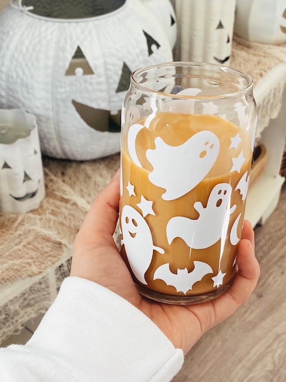 Beer Can Glass Beer Can Glasses Soda Can Glass Iced Coffee Glass Halloween  Glasses Glass Coffee Cup Halloween Cup Spooky Season Spooky Vibes 