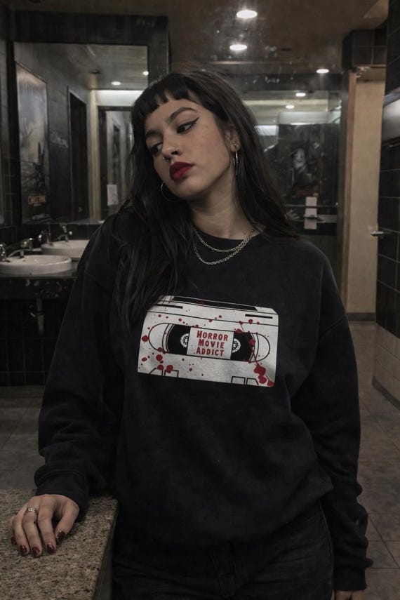 Horror Sweater Halloween Crewneck Spooky Sweater Alt Clothing Horror Movies Goth Clothes Horror Merch Horror Movie Gifts Gothic Hoodie