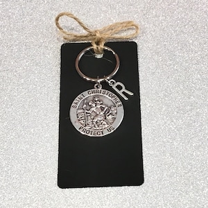 St. Christopher Personalised Keyring Patron Saint Of Travellers New Driver Driving Instructor Friend Birthday Christmas Caring Keepsake Gift