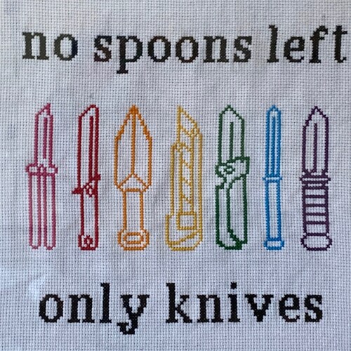 No Spoons Left Only Knives Digital Cross Stitch Pattern Etsy