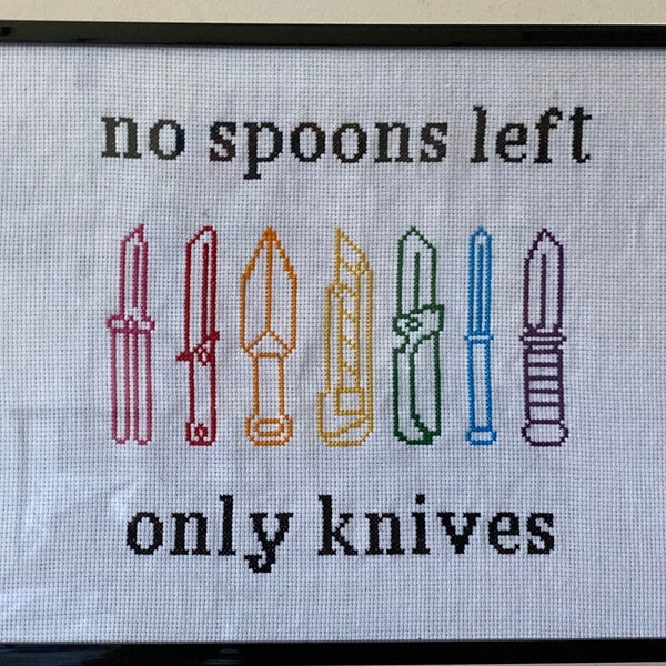 No Spoons Left Only Knives Digital Cross Stitch Pattern