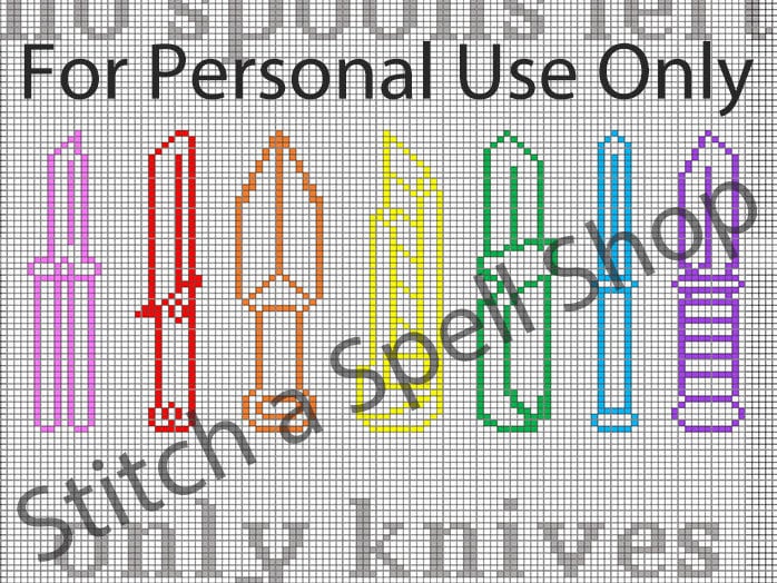 No Spoons Left Only Knives Digital Cross Stitch Pattern Etsy