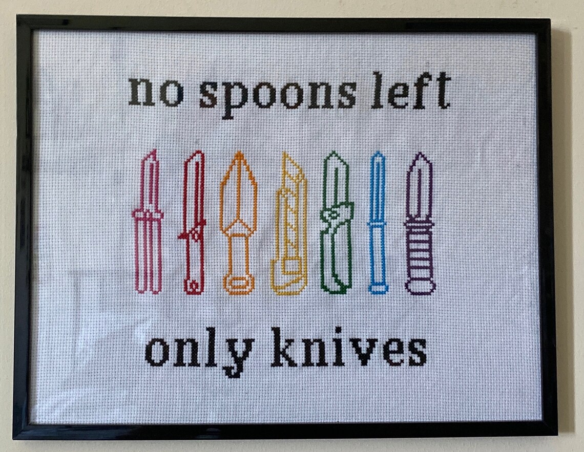No Spoons Left Only Knives Digital Cross Stitch Pattern Etsy