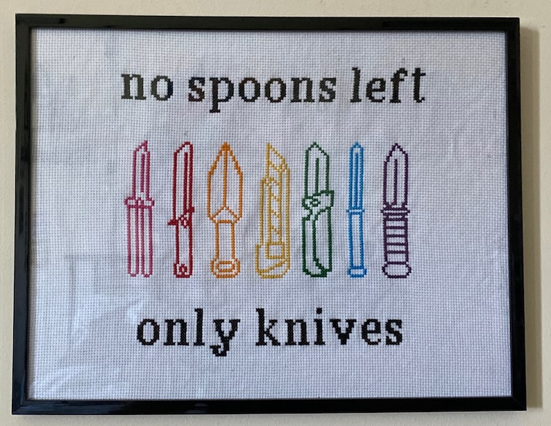 No Spoons Left Only Knives Digital Cross Stitch Pattern Etsy España
