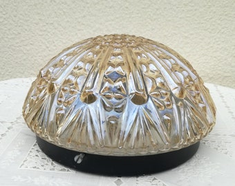 Amber Glass Sconce Lamp Sijaj Hrastnik Yugoslavia/ 1970s Retro Lighting / Wall or Ceiling Vintage Lamp