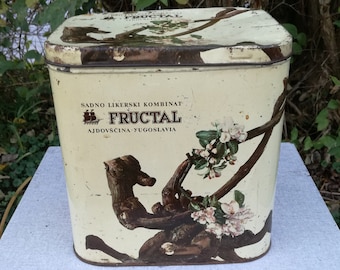 Vintage Marmelade Tin Box Fructal, Yugoslavia 1960s