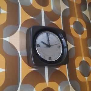 70s Brown Wall Clock Gorenje / 1970s Space Age Capsule Clock, Made in Yugoslavia