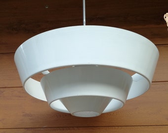 XL Kurt Versen Saturn Lamp / 1950s Mid Century Moderne Verlichting, UFO Space Age Kroonluchter / Modernistische Industriële Lamp / Bauhaus Design