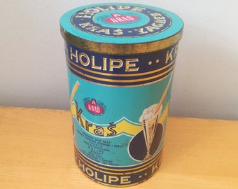 Vintage Kraš Zagreb Tin Box / Kraš Holipe 1960s Storage Box / Rustic Decor Tin Box, Made in Yugoslavia