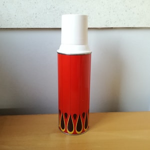 Vintage Thermos Bottle / 1970s Mod Pattern Thermos / 70s Kitchen Decor