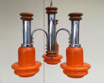 1970s Space Age Chandelier, Made in Yugoslavia / Mid Century Modern Pendant Lamp / 70s Lighting / Sputnik Lamp / Atomic Age Lamp