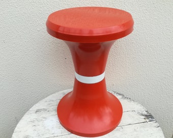 1970s Space Age Stool / 70s Orange Plastic Mushroom Stool / Mid Century Modern Stool / Modernist Futuristic Chair