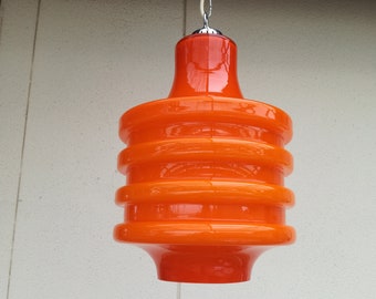 70s Orange Glass Lamp / 1970s Space age Lighting / 70s Mod Lamp / Space Age Lamp Made in Yugoslavia / Mid Century Modern Lighting