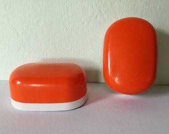 Vintage 1970s Space Age Doorbell / 70s Orange Door Buzzer / Mid Century Modern Doorbell