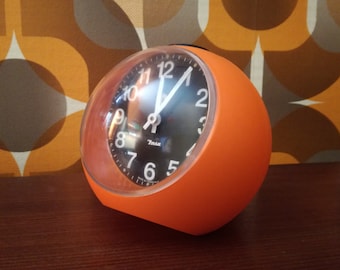 70s Bubble Clock, Made in Yugoslavia / Vintage Space Age Alarm Clock Insa / Mid Century Modern Clock / 1970s Orange Plastic Clock