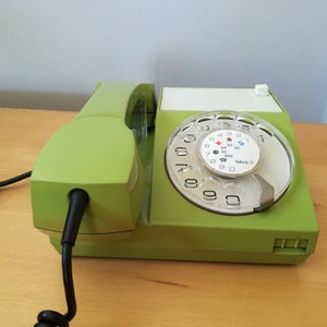 1970s Iskra Rotary Dial Telephone / Vintage Telephone, Made in Yugoslavia / Iskra ATA 31K Mid Century Modern Telephone image 8